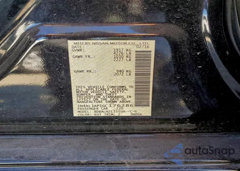 2016 Nissan Altima 2.5 from USA, damaged, VIN 1N4AL3AP1GC176286